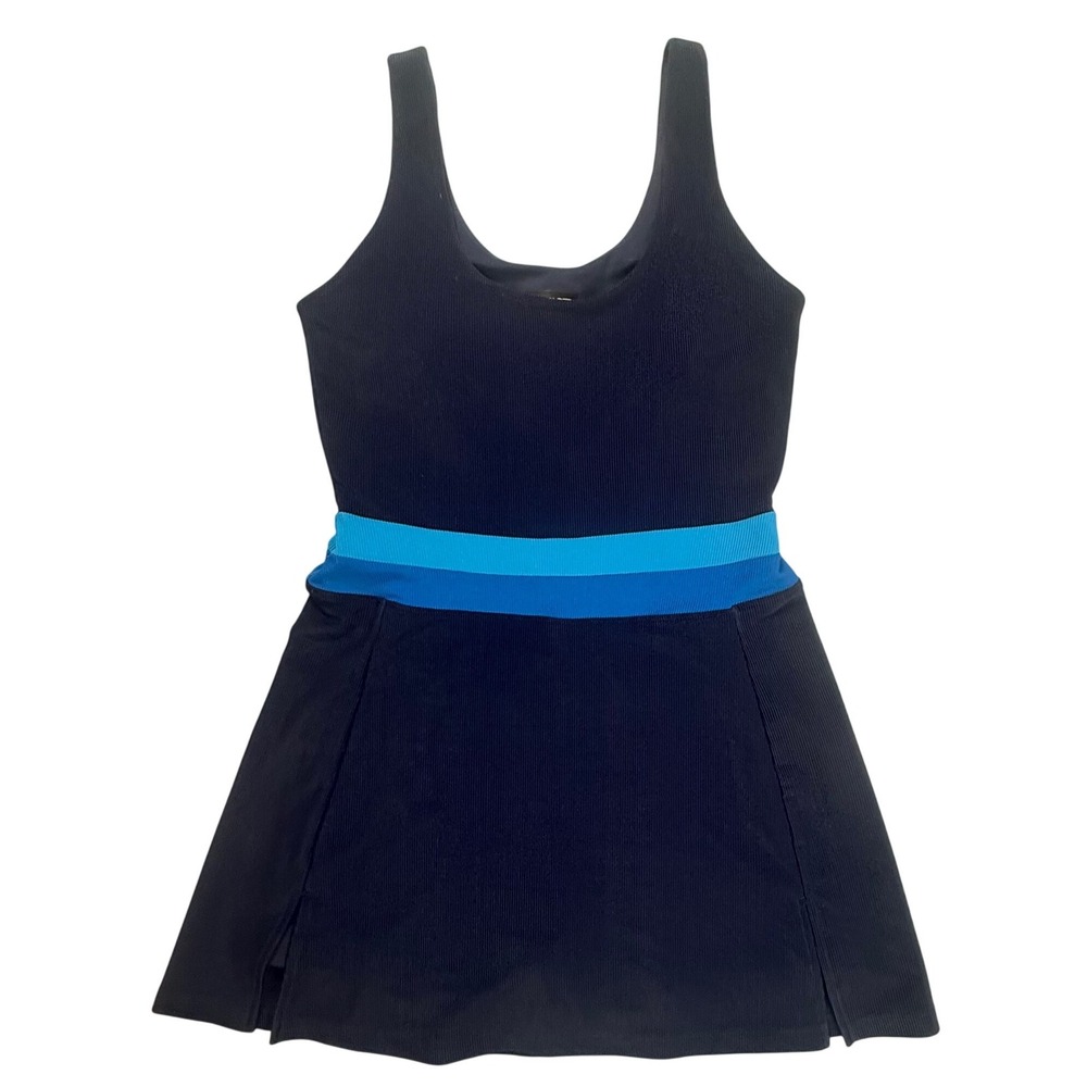Beach Riot Sport Navy Blue Ribbed Athletic Tennis Dress with Built-in Shorts XS